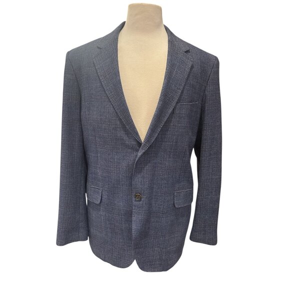 Rodd & Gunn Wool Blend Blazer Men’s L Blue Glen Plaid Check Sport Coat Woven - Picture 2 of 12